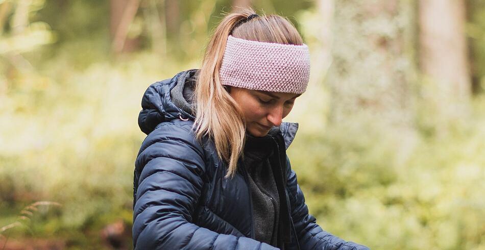 Gerade gestricktes Stirnband aus 100% Merinowolle