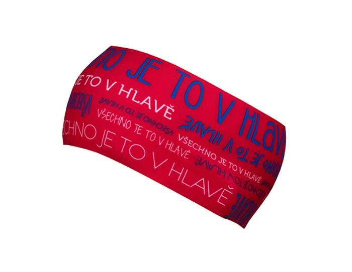 červená čelenka s nápisy všechno je to v hlavě head red 