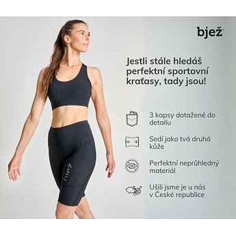 Dámské BJEŽ sportovní kraťasy nad kolena s vysokým pasem a třemi kapsami - černé, značky BJEŽ