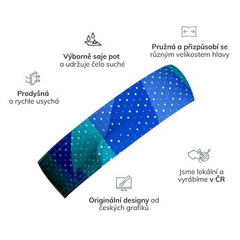letní sportovní BJEŽ čelenka, výborně absorbuje pot. Modré geometrické tvary